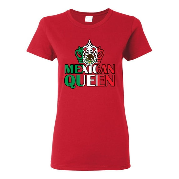 Wild Bobby Mexican Queen Latin Pride Women Graphic Tee, Red, Medium