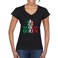 thumbnail image 1 of Wild Bobby Mexican Queen Latin Pride Women Standard V-Neck Tee, Black, Small, 1 of 5