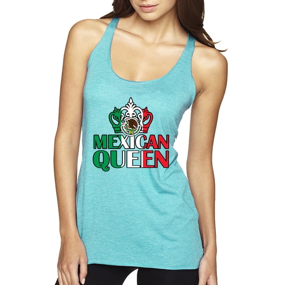 Wild Bobby Mexican Queen Latin Pride Women Tri-Blend Racerback Tank Top, Tahiti Blue, Large