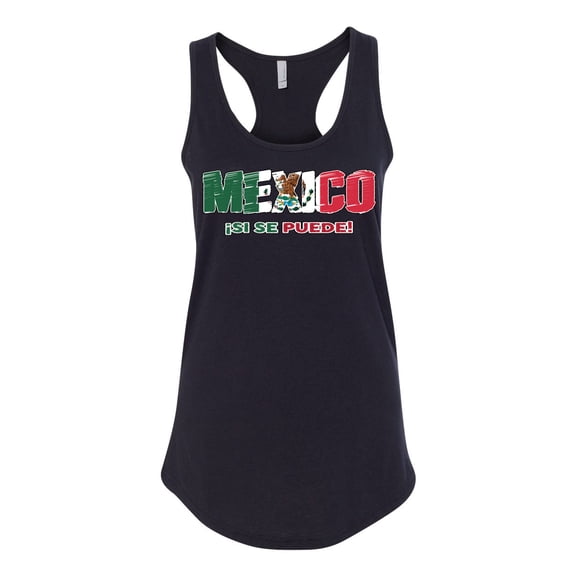 Wild Bobby Mexico Flag Pride Graphic Si Se Puede Eagle Cactus | Unisex Novelty Graphic T-Shirt | Soccer Football Fan Gift for Men Women Racerback Tank Top