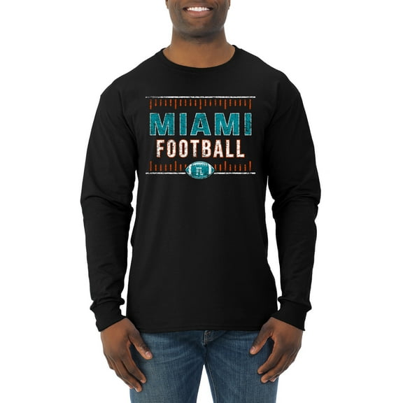 Wild Bobby Miami MIA Hometown City Football Fan Pride Sports Men's Long Sleeve T-Shirt, Black, Small