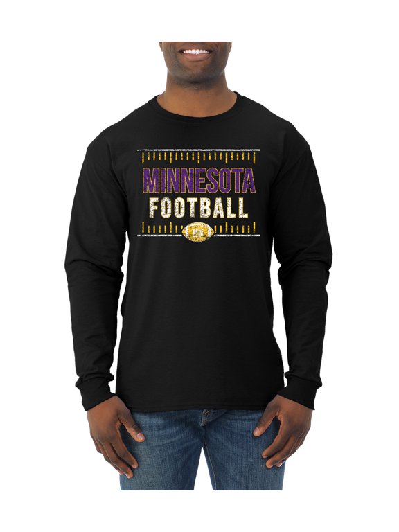 Minnesota MIN Hometown City Football Fan Pride Sports Men's Long Sleeve T-Shirt, Black, Large