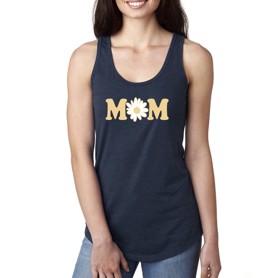 Wild Bobby, Mom Daisy Mother's Day Ladies Racerback Tank Top, Navy, Large