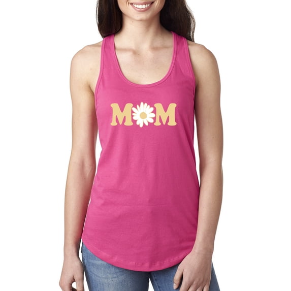 Wild Bobby, Mom Daisy Mother's Day Ladies Racerback Tank Top, Raspberry, Medium