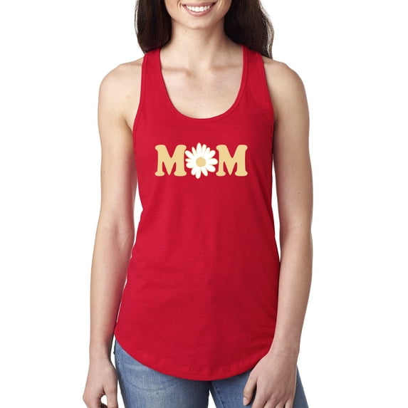 Wild Bobby, Mom Daisy Mother's Day Ladies Racerback Tank Top, Red, X-Large