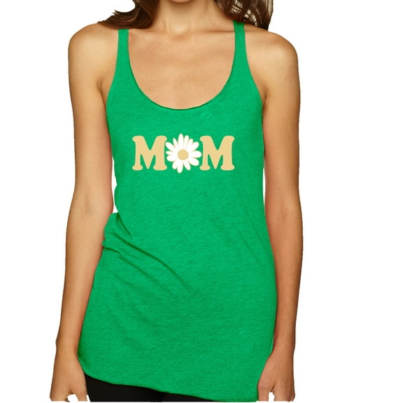 Wild Bobby, Mom Daisy Mother's Day Tri-Blend Racerback Tank Top, Envy, Medium