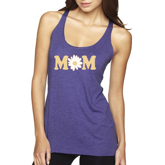 Wild Bobby, Mom Daisy Mother's Day Tri-Blend Racerback Tank Top, Purple Rush, Small