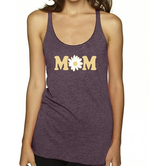 Wild Bobby, Mom Daisy Mother's Day Tri-Blend Racerback Tank Top, Purple Vintage, Medium