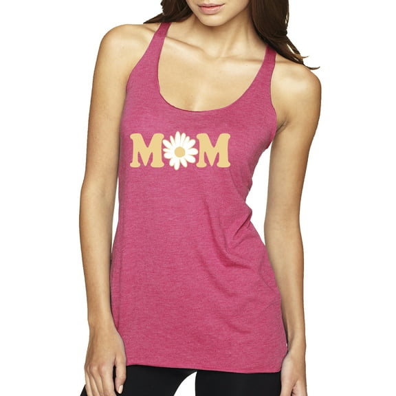 Wild Bobby, Mom Daisy Mother's Day Tri-Blend Racerback Tank Top, Vintage Pink, Medium