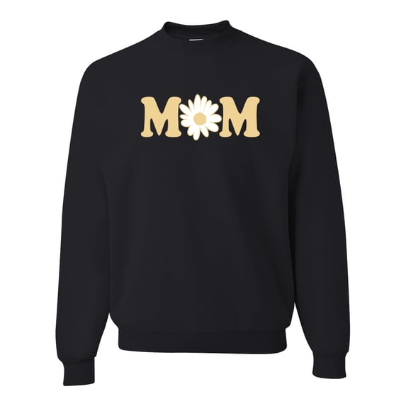 Wild Bobby, Mom Daisy Mother's Day Unisex Crewneck Sweatshirt, Black, Small