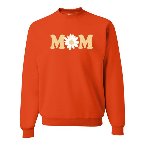 Wild Bobby, Mom Daisy Mother's Day Unisex Crewneck Sweatshirt, Orange, Small