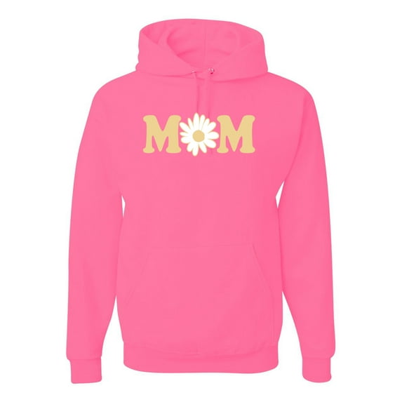 Wild Bobby, Mom Daisy Mother's Day Unisex Hoodie Sweatshirt, Neon Pink, XX-Large