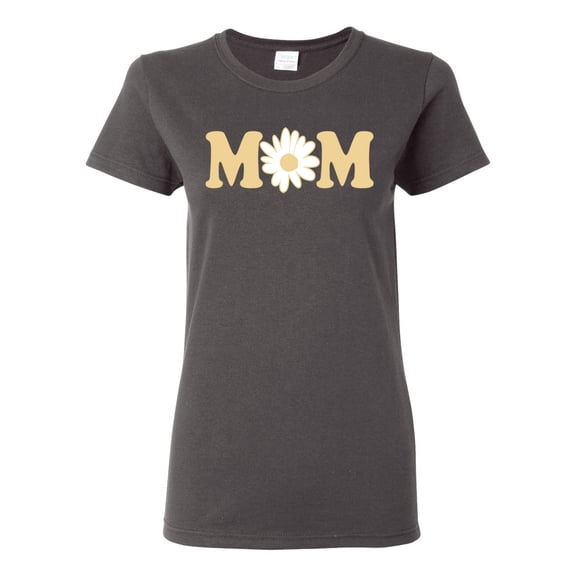 Wild Bobby, Mom Daisy Mother's Day Womens Graphic Tee, Charcoal, Large