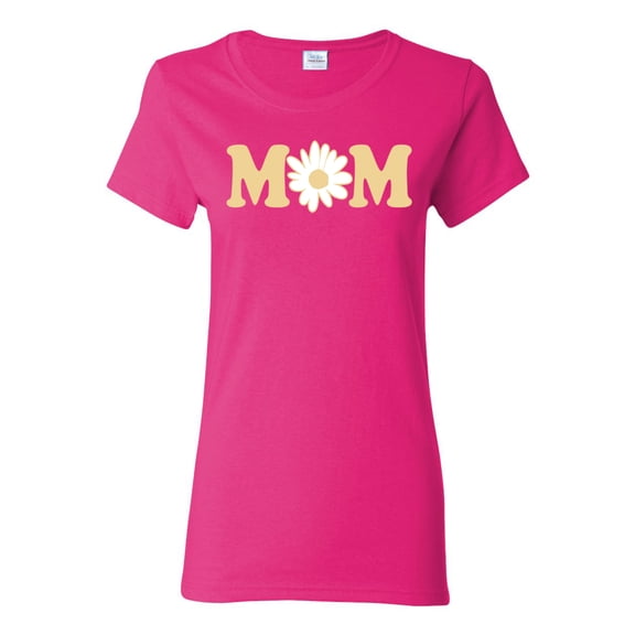 Wild Bobby, Mom Daisy Mother's Day Womens Graphic Tee, Fuschia, Medium