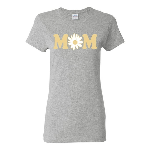 Wild Bobby, Mom Daisy Mother's Day Womens Graphic Tee, Heather Grey, XX-Large