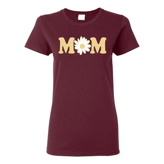 Wild Bobby, Mom Daisy Mother's Day Womens Graphic Tee, Maroon, Medium