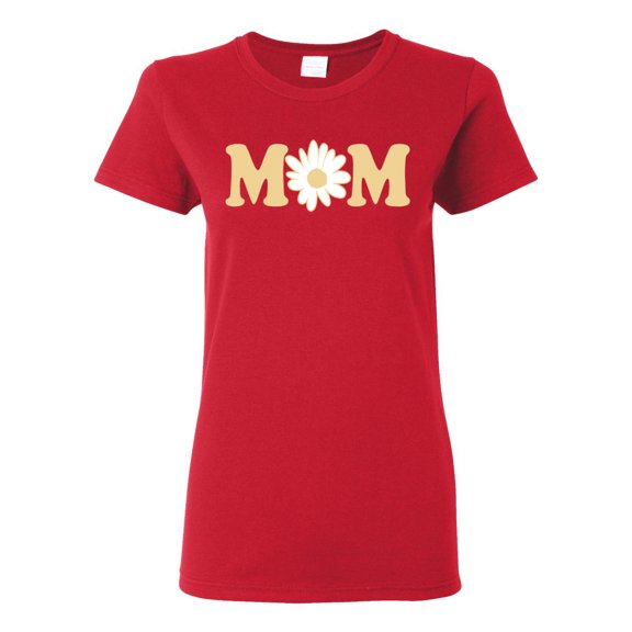 Wild Bobby, Mom Daisy Mother's Day Womens Graphic Tee, Red, Medium