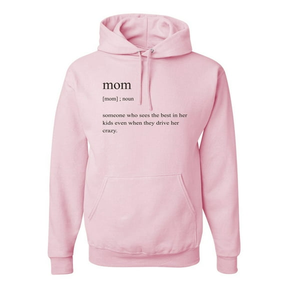 Wild Bobby, Mom Definition Funny Mother's Day Wife Girlfriend Gift | Mens Pop Culture Hooded Sweatshirt Graphic Hoodie, Light Pink, Medium