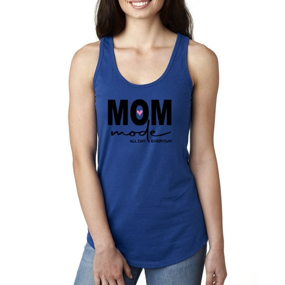 Wild Bobby, Mom Mode All Day Everyday Mother's Day Ladies Racerback Tank Top, Royal, Large