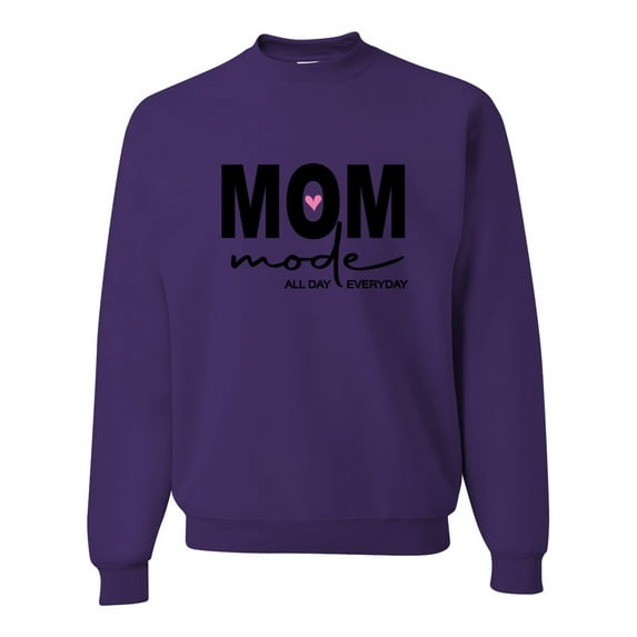 Wild Bobby, Mom Mode All Day Everyday Mother's Day Unisex Crewneck Sweatshirt, Purple, XX-Large