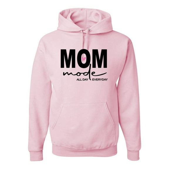 Wild Bobby, Mom Mode All Day Everyday Mother's Day Unisex Hoodie Sweatshirt, Light Pink, XX-Large