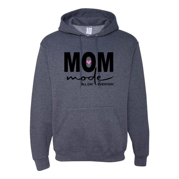Wild Bobby, Mom Mode All Day Everyday Mother's Day Unisex Hoodie Sweatshirt, Vintage Heather Navy, 3X-Large