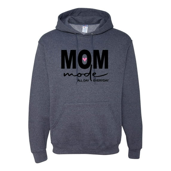 Wild Bobby, Mom Mode All Day Everyday Mother's Day Unisex Hoodie Sweatshirt, Vintage Heather Navy, XX-Large