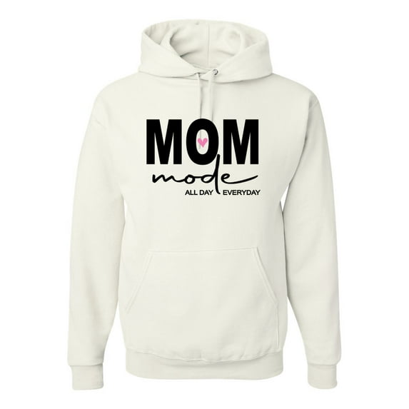 Wild Bobby, Mom Mode All Day Everyday Mother's Day Unisex Hoodie Sweatshirt, White, 3X-Large