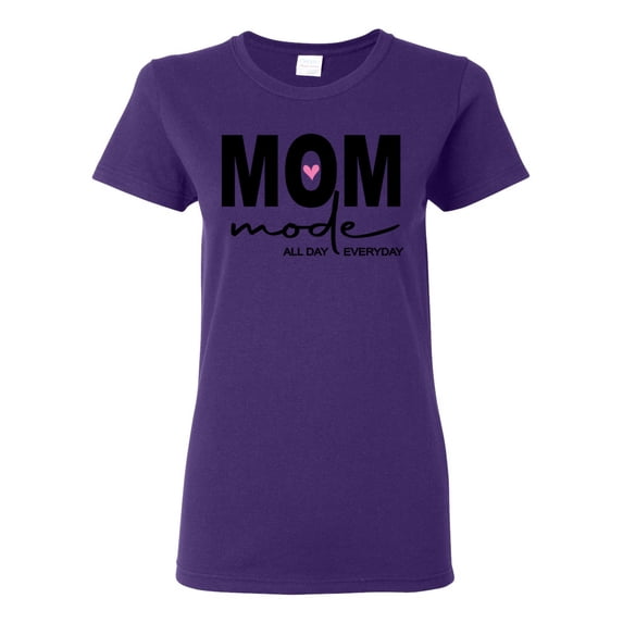 Wild Bobby, Mom Mode All Day Everyday Mother's Day Womens Graphic Tee, Purple, 3X-Large