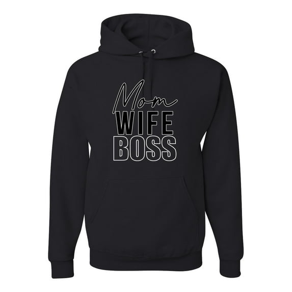 Wild Bobby, Mom Wife Boss Mother's Day Unisex Hoodie Sweatshirt, Black, XX-Large