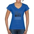 thumbnail image 1 of Wild Bobby, Mom Wife Boss Mother's Day Women’s Standard V-Neck Tee, Royal, Large, 1 of 6