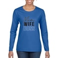 thumbnail image 1 of Wild Bobby, Mom Wife Boss Mother's Day Womens Graphic Long Sleeve Tee, Royal, XX-Large, 1 of 6
