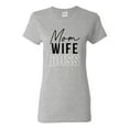 thumbnail image 1 of Wild Bobby, Mom Wife Boss Mother's Day Womens Graphic Tee, Heather Grey, Small, 1 of 6