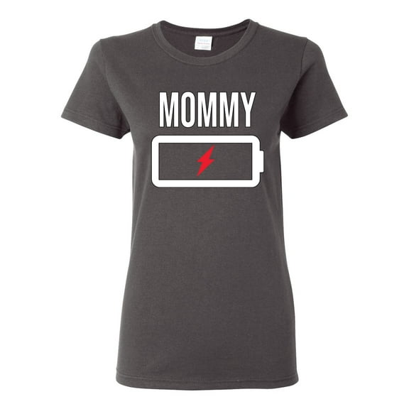 Wild Bobby, Mommy Battery, Mother's Day, Women Graphic Tee, Charcoal, Large