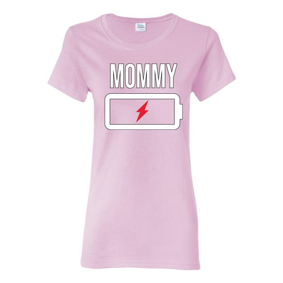 Wild Bobby, Mommy Battery, Mother's Day, Women Graphic Tee, Light Pink, Large
