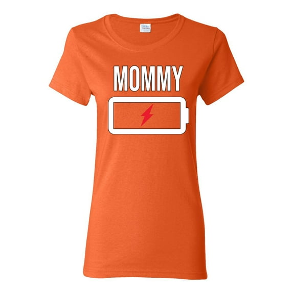Wild Bobby, Mommy Battery, Mother's Day, Women Graphic Tee, Orange, XX-Large