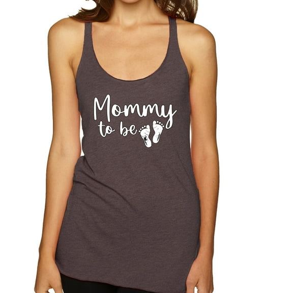 Wild Bobby, Mommy to Be Pregnancy Reveal Gift Parents to Be, Pop Culture, Women Tri-Blend Racerback Tank Top, Brown, X-Large