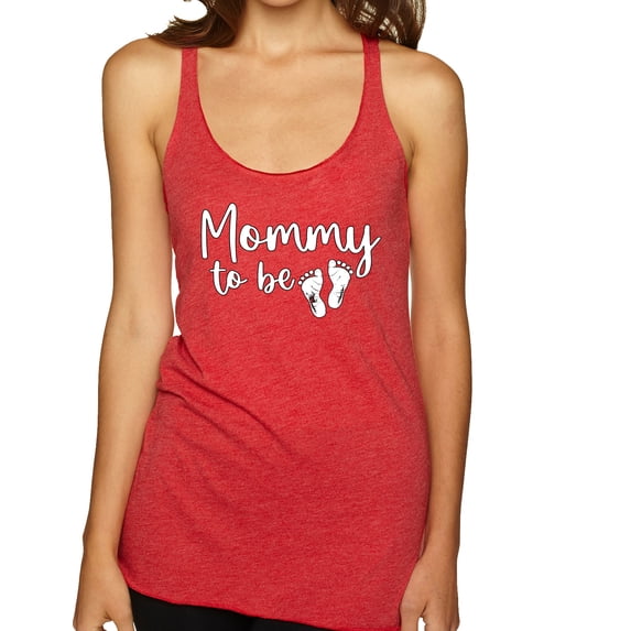 Wild Bobby, Mommy to Be Pregnancy Reveal Gift Parents to Be, Pop Culture, Women Tri-Blend Racerback Tank Top, Vintage Red, X-Large