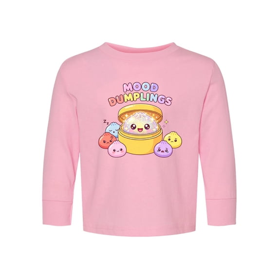 Wild Bobby Mood Dumplings Kawaii Cute Dim Sum Emotional Dumpling Graphic | Unisex Novelty T-Shirt | Anime Food Lover Gift for Her Him Kids Toddler Long Sleeve Shirt