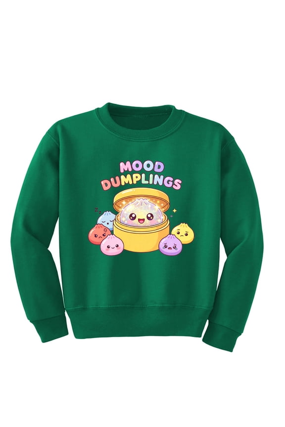 Mood Dumplings Kawaii Cute Dim Sum Emotional Dumpling Graphic | Unisex Novelty T-Shirt | Anime Food Lover Gift for Her Him Kids Unisex Boys Girls Crewneck Graphic Sweatshirt