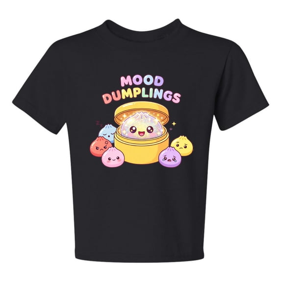 Wild Bobby Mood Dumplings Kawaii Cute Dim Sum Emotional Dumpling Graphic | Unisex Novelty T-Shirt | Anime Food Lover Gift for Her Him Kids Unisex Boys Girls Graphic Youth T-Shirt