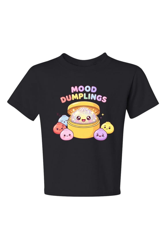 Mood Dumplings Kawaii Cute Dim Sum Emotional Dumpling Graphic | Unisex Novelty T-Shirt | Anime Food Lover Gift for Her Him Kids Unisex Boys Girls Graphic Youth T-Shirt