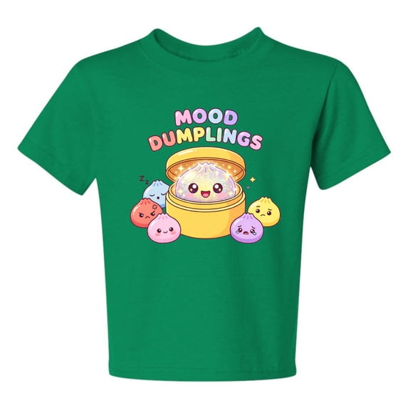 Wild Bobby Mood Dumplings Kawaii Cute Dim Sum Emotional Dumpling Graphic | Unisex Novelty T-Shirt | Anime Food Lover Gift for Her Him Kids Unisex Boys Girls Graphic Youth T-Shirt
