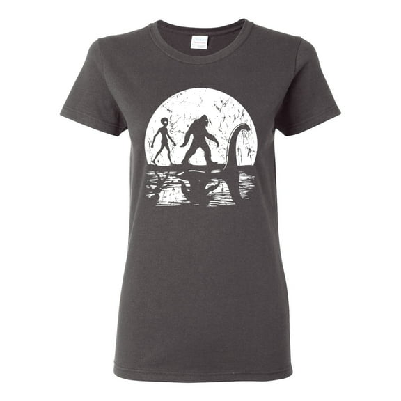 Wild Bobby Moon Silhoutte Bigfoot Shadow Big 3 Myths Women Graphic Tee