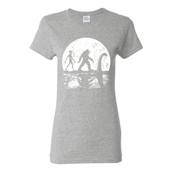 Wild Bobby Moon Silhoutte Bigfoot Shadow Big 3 Myths Women Graphic Tee