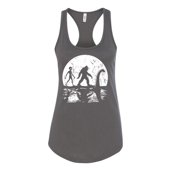 Wild Bobby Moon Silhoutte Bigfoot Shadow Big 3 Myths Women Racerback Tank Top