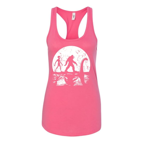 Wild Bobby Moon Silhoutte Bigfoot Shadow Big 3 Myths Women Racerback Tank Top