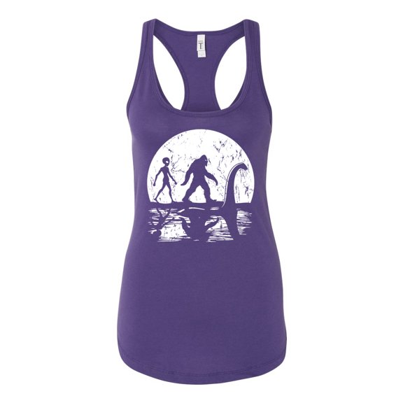 Wild Bobby Moon Silhoutte Bigfoot Shadow Big 3 Myths Women Racerback Tank Top