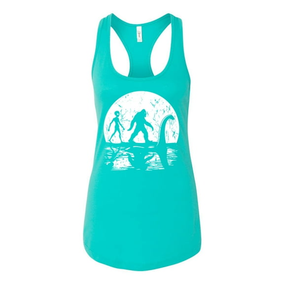 Wild Bobby Moon Silhoutte Bigfoot Shadow Big 3 Myths Women Racerback Tank Top