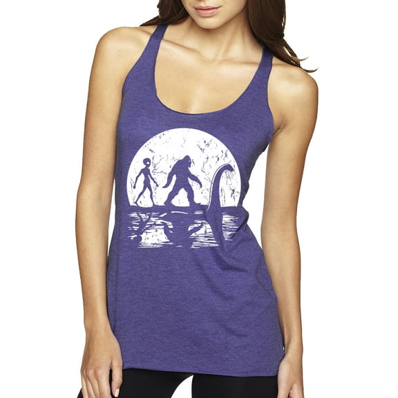 Wild Bobby Moon Silhoutte Bigfoot Shadow Big 3 Myths Women Tri-Blend Racerback Tank Top